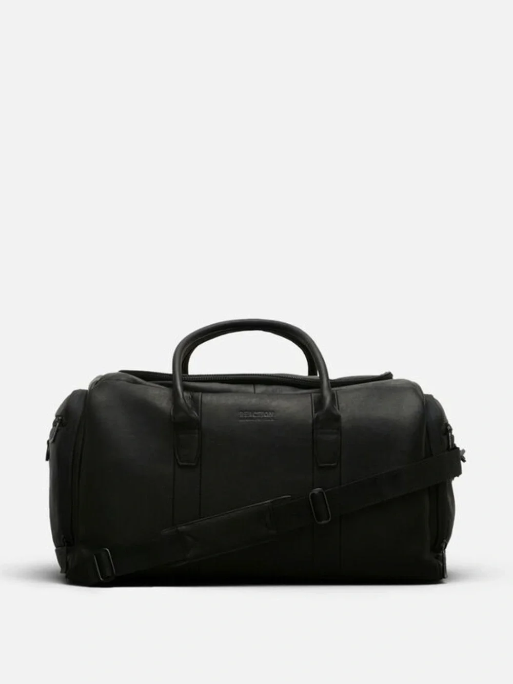 Kenneth Cole Reaction Black Leather Duffel Bag Colombian Leather Single Travel